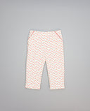Corduroy trousers with cherry print and pockets with picot trim