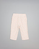Corduroy trousers with cherry print and pockets with picot trim