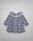Vestido de bebé floral con volante y puntilla en cuello
