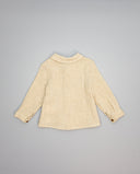 Camisa niño beige de algodón con cuello y botones de madera
