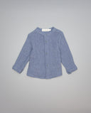 Camisa niño azul de gasa de doble tela con cuello mao