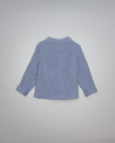 Camisa niño azul de gasa de doble tela con cuello mao