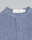 Camisa niño azul de gasa de doble tela con cuello mao