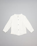 Camisa niño cruda de gasa de doble tela con cuello mao
