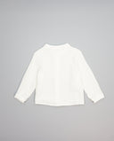 Camisa niño cruda de gasa de doble tela con cuello mao