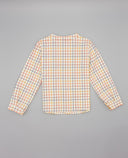 Camisa niño de cuadros ventana multicolor con cuello mao y botones de madera