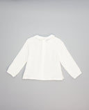 White boys double layer gauze shirt with central pleat and collar