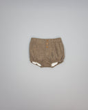 Pantalón corto niño marrón de espiga con tres botones de madera