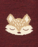Jersey granate de lana merino con intarsia de zorrito