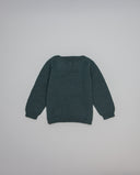 Jersey verde de lana merino con intarsia de coche