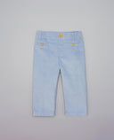 Blue corduroy boys trousers with welt pockets