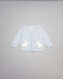 Chaqueta azul de cashmere con intarsia de conejitos