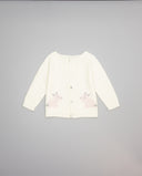 Chaqueta beige de cashmere con intarsia de conejitos