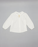 Camisa niño crudo con lorzas y botones de madera