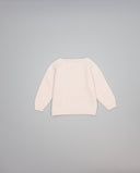 Jersey rosa de cashmere con intarsia de conejito beige y gris