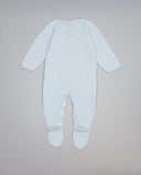 Pelele azul de cashmere con intarsia de conejito beige y gris