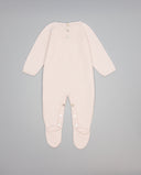 Pelele rosa de cashmere con intarsia de conejito beige y gris