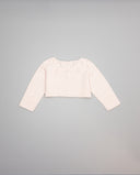 Chaqueta niña rosa de cashmere con calados y botones de nácar