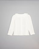 Blusa de niña en doble gasa con cuello volante y botones de nácar