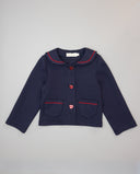 Girl fleece jacket with sailor collar and ric-rac trim