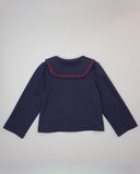 Girl fleece jacket with sailor collar and ric-rac trim