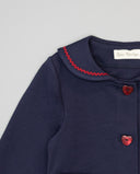 Girl fleece jacket with sailor collar and ric-rac trim
