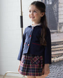 Girl fleece jacket with sailor collar and ric-rac trim