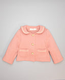 Chaqueta de niña de felpa rosa con cuello marinero y ondulina