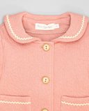 Chaqueta de niña de felpa rosa con cuello marinero y ondulina