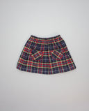 Tartan skirt with burgundy picot trim