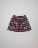 Tartan skirt with burgundy picot trim