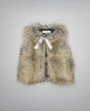 Girl faux fur vest with bow