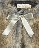 Girl faux fur vest with bow