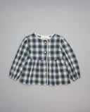 Camisa de niña de cuadros con guipur en escote