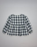 Camisa de niña de cuadros con guipur en escote