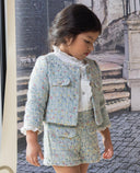 Chaqueta verde de tweed con botones dorados
