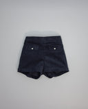 Navy corduroy girls shorts with pockets and heart buttons