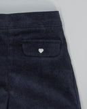 Navy corduroy girls shorts with pockets and heart buttons