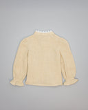 Camisa niña beige de algodón con guipur y entredoses
