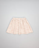 Falda rosa fruncida de tweed con cinta de mohair beige