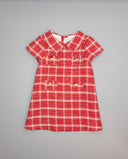 Vestido rojo de tweed de cuadros con carteritas