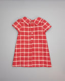 Vestido rojo de tweed de cuadros con carteritas