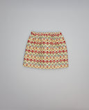Falda fruncida de jacquard tapicero con lazos de terciopelo