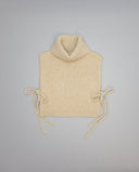Chaleco de punto beige de lana y poliamida con cuello vuelto y lazos laterales