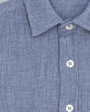 Blue boys double layer gauze shirt with classic collar and back pleat