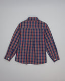 Navy and red tartan boys shirt with back pleat