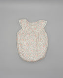 Baby romper with floral print and ruffle neckline