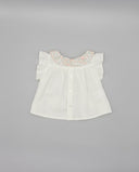 Baby plumeti blouse with pockets and contrast floral print