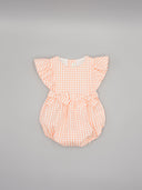 Baby gingham romper with side bows