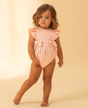 Baby gingham romper with side bows